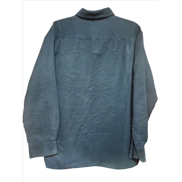 Bruno Men’s L Green Sueded Microfiber Button Up Shirt Long Sleeve Pockets - Picture 4 of 7